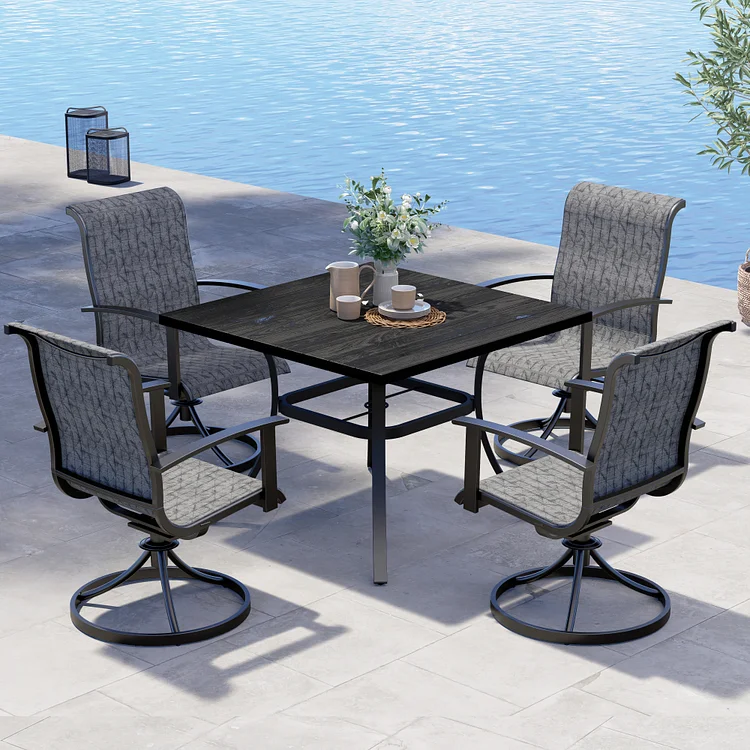 GRAND PATIO Outdoor Dining Set - Black & Grey Plaid