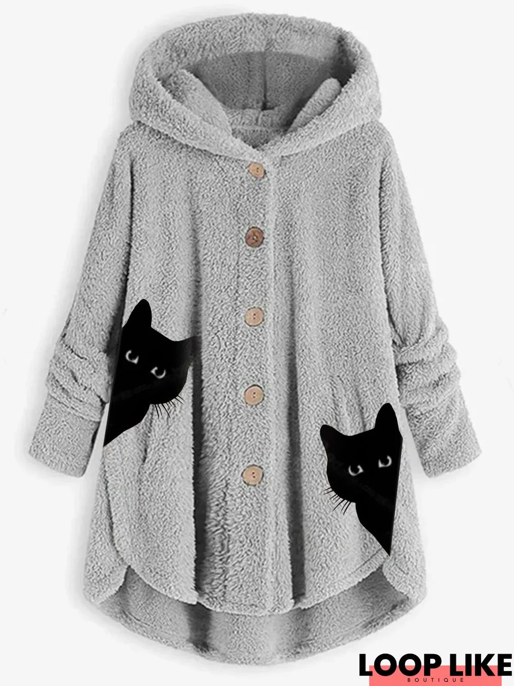 Casual Animal Cat Teddy Hoodie Jacket