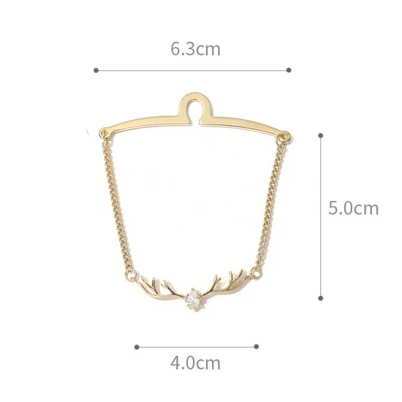 High-end Tie Chain Crystal Zircon Antlers Tie Clip Deer Head Tassel Chain Tie Pins Men's Ties Accessories Gifts for Men