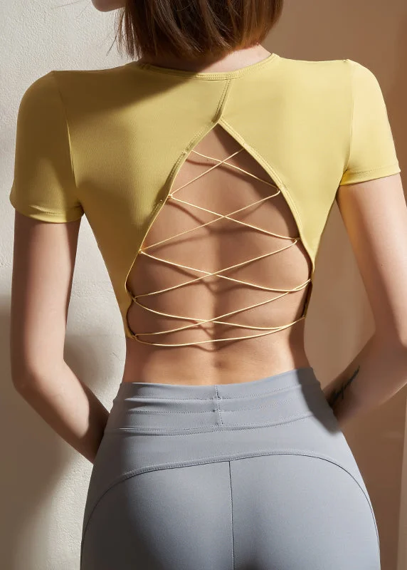 Hot Yellow O-Neck Gymshark Yoga Top