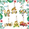 6pcs DIY Sunflower Goblin Diamond Painting Double-Sided Keychains