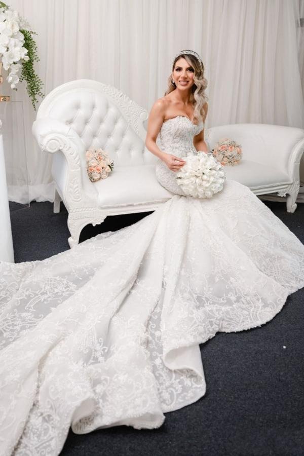 Luluslly Beautiful Sweetheart Mermaid Wedding Dress Backless Lace Appliques