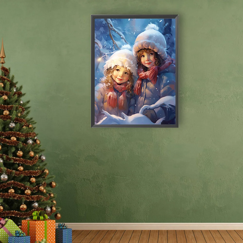 Diamond Painting - Full Round Drill - Kids Snowman(Canvas|30*40cm)