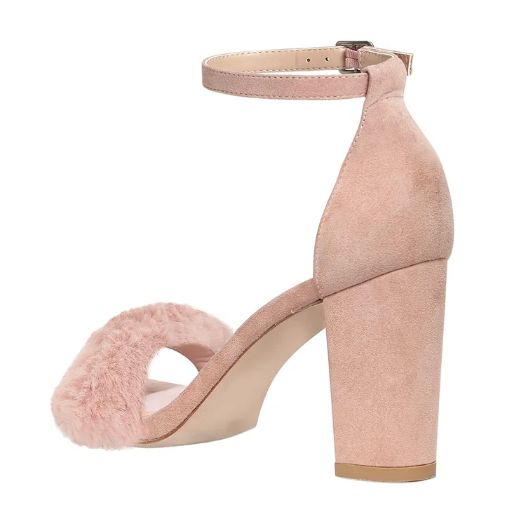 Ten Eightteen High Heels with Feather - Open Toe | Fashion heels, Pink fur  heels, Fur heels