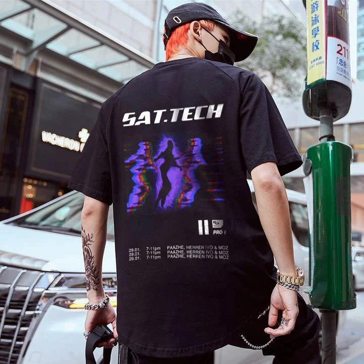Sat Tech Printing Casual Men's T-shirt