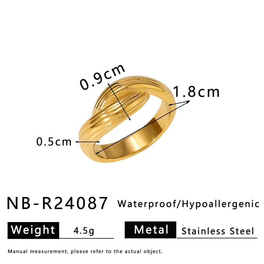 2025 Popular Hand Jewelry Geometric Stainless Steel Texture Line Knot Ring Female Ring