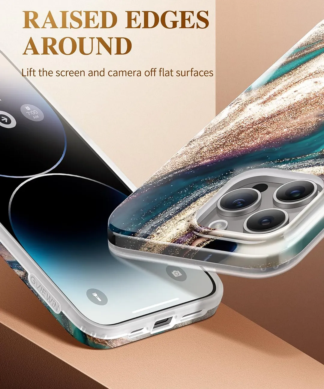 ProCaseMall iPhone 15 Pro Max Case Marble Design Slim Soft TPU(Drift Sand/Brown)
