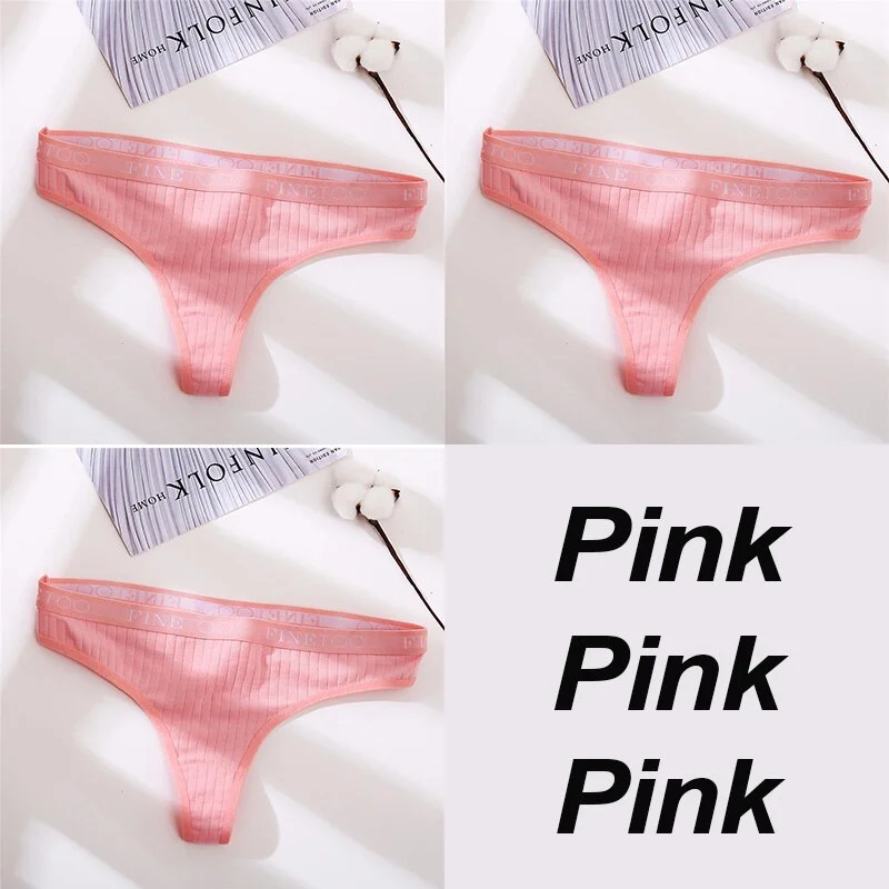 3PCS/Set Cotton Panties Female Underpants Sexy G-string Women Panties Underwear Solid Color Intimates Lingerie Thong Pantys
