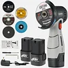 Brushless angle grinder tool with two 16.8V 2000mAh batteries, 5 cutting discs