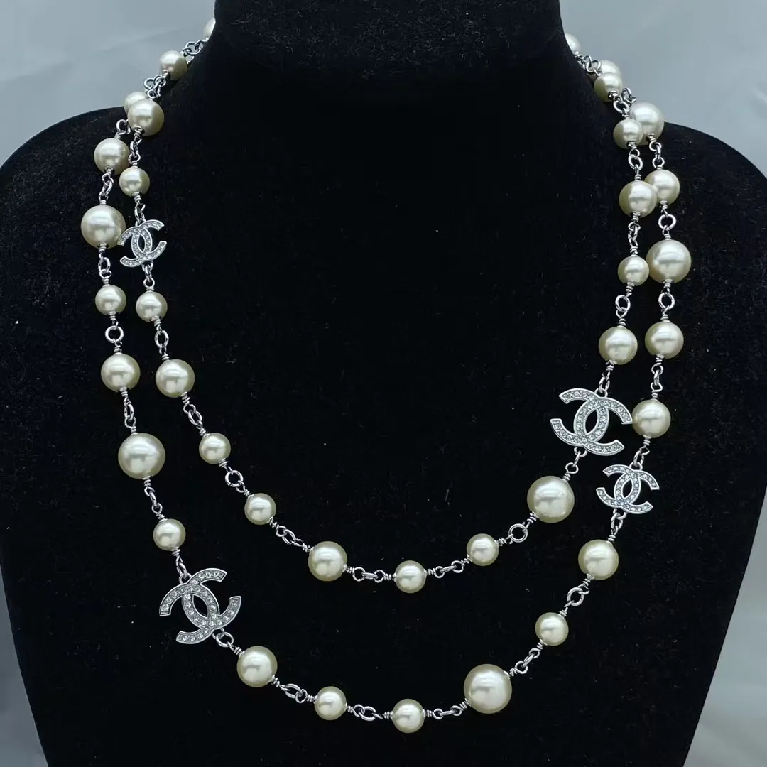 Chanel Coco Long Sweater Pearl Necklace