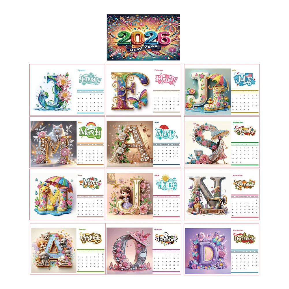5D/DIY Calendar Crystal Painting Desk Calendars Kit Diamond Decorations Calendar