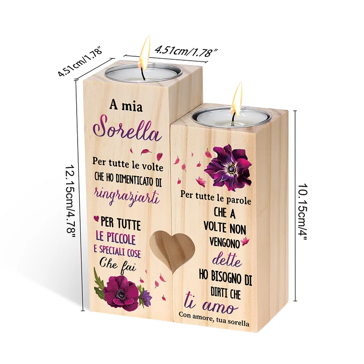 Candelieri in legno senza candela regalo per sorella amica festa