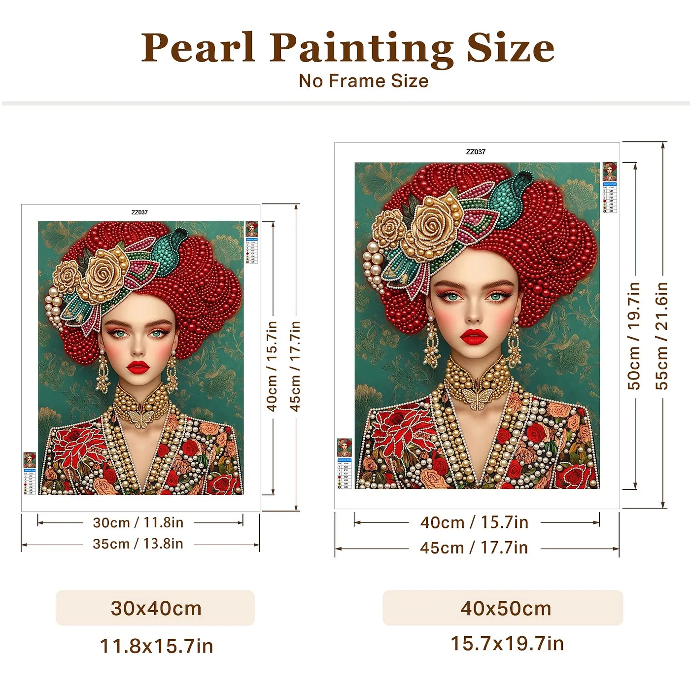 Gold Rose Red Hair Woman - Pearls Painting