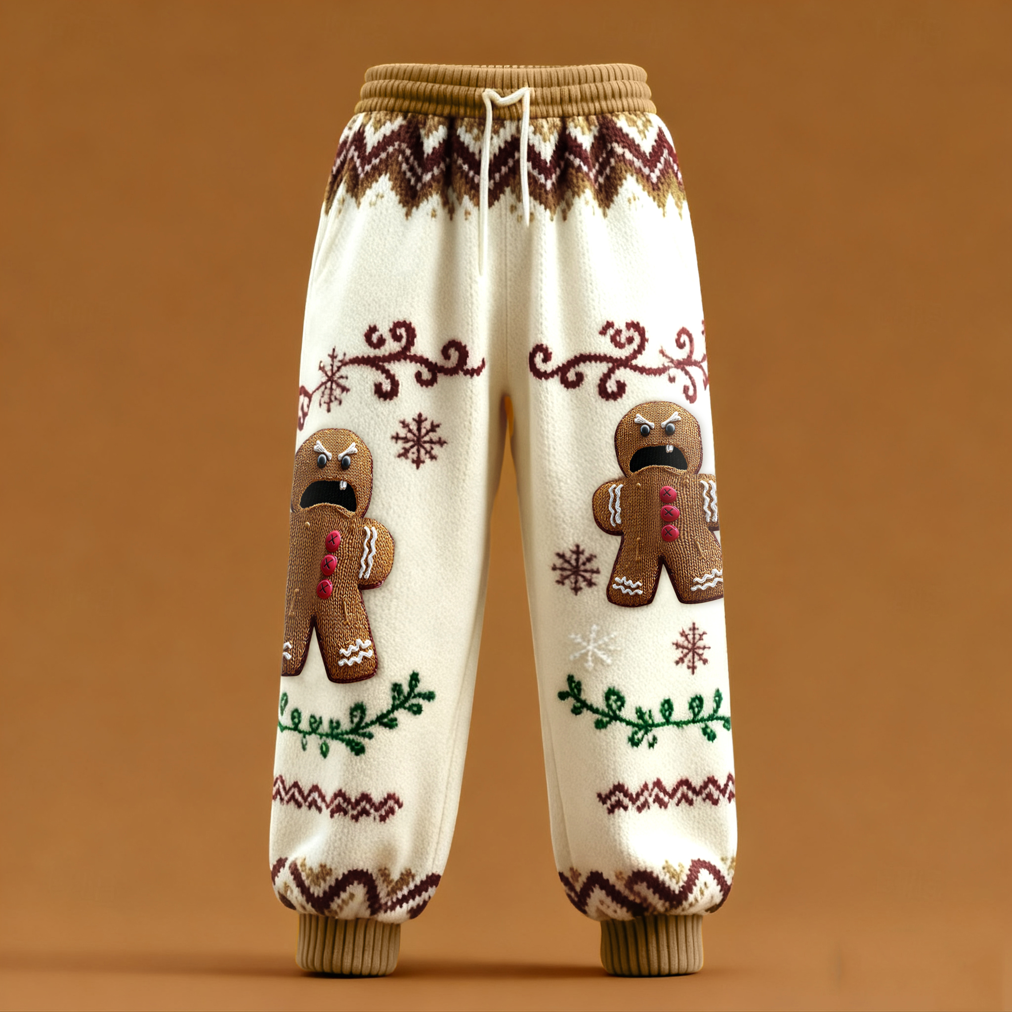 Men's Fun Screaming Gingerbread Man Christmas Sweatpants elevenforest