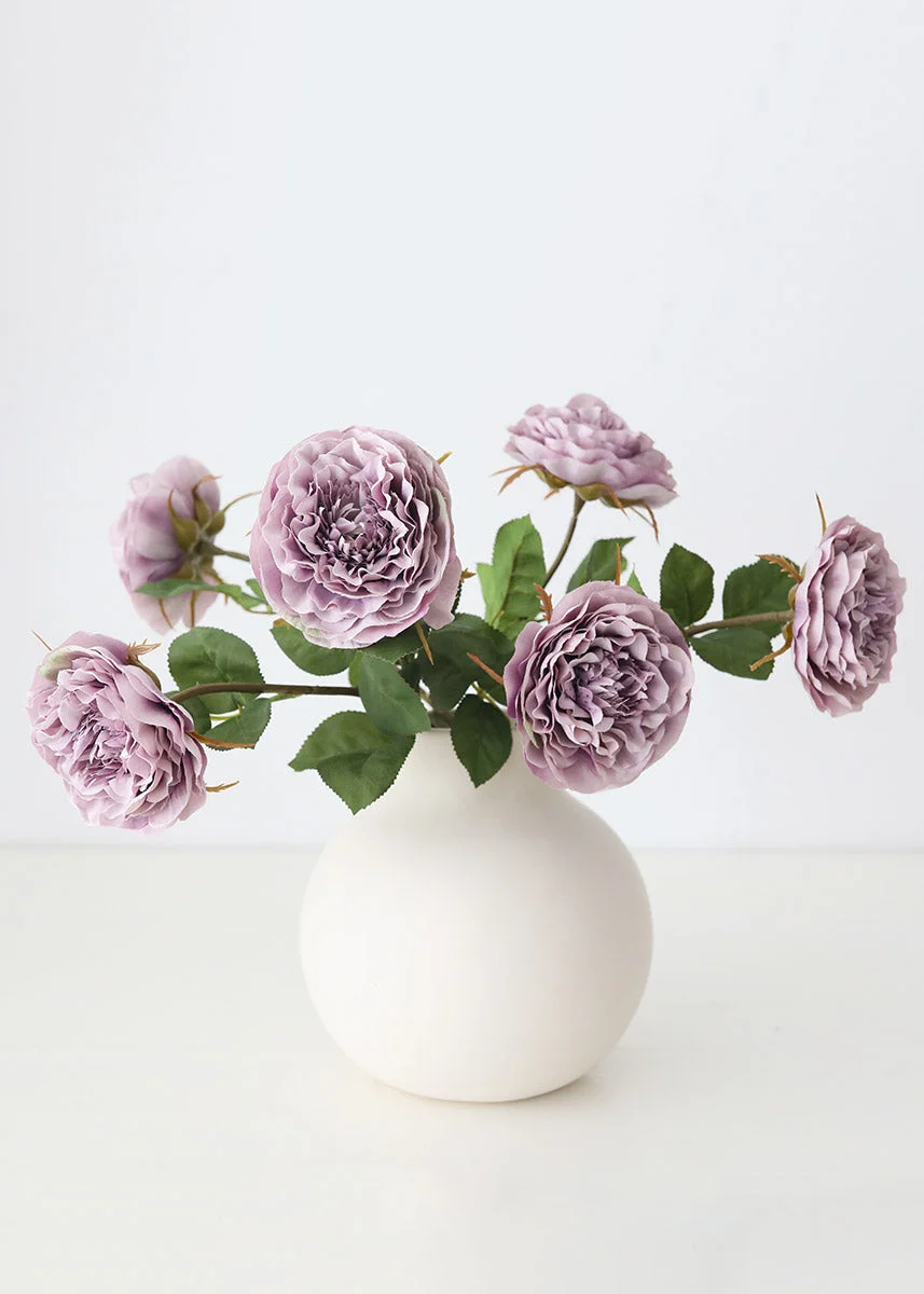 Faux Cabbage Rose in Lavender - 21.25"