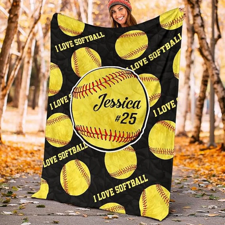 Personalized Softball Blanket | BKKid660