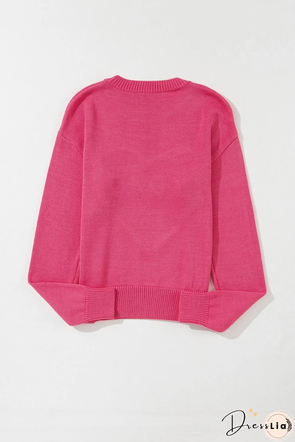 XOXO Round Neck Drop Shoulder Sweater