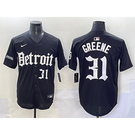 Men's Detroit Tigers #31 Riley Greene Black "Motor Gothic Edition" Vapor Premier Limited Stitched Baseball Jersey