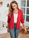 Open Front Solid Cardigan with 3/4 Sleeves, Elegant Spring/Summer Women's Clothing