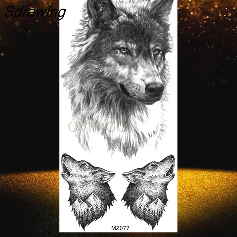 Sdrawing Temporary Tattoos Animals Body Armband Soldier Fake Tattoo Stickers Scorpion Wolf Deer Elk Eagle Bear Forearm Tatoo Decals