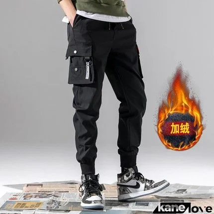 Men Summer Fashion Casual Solid Color Cargo Multi-Pocket Plus Size Woollining Jogger Pants