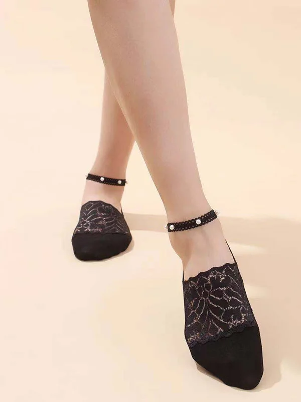 Casual Split-Joint Lace With Beads Socks Accessories