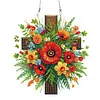 (US Only)Cross Poppy Theme 2D Flat DIY Diamond Art Pendant Wall Decor for Home & Windows
