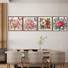 (US Only)4Pcs 30x30cm Flower 5D DIY Special Shape Crystal Partial Diamond Painting Kit