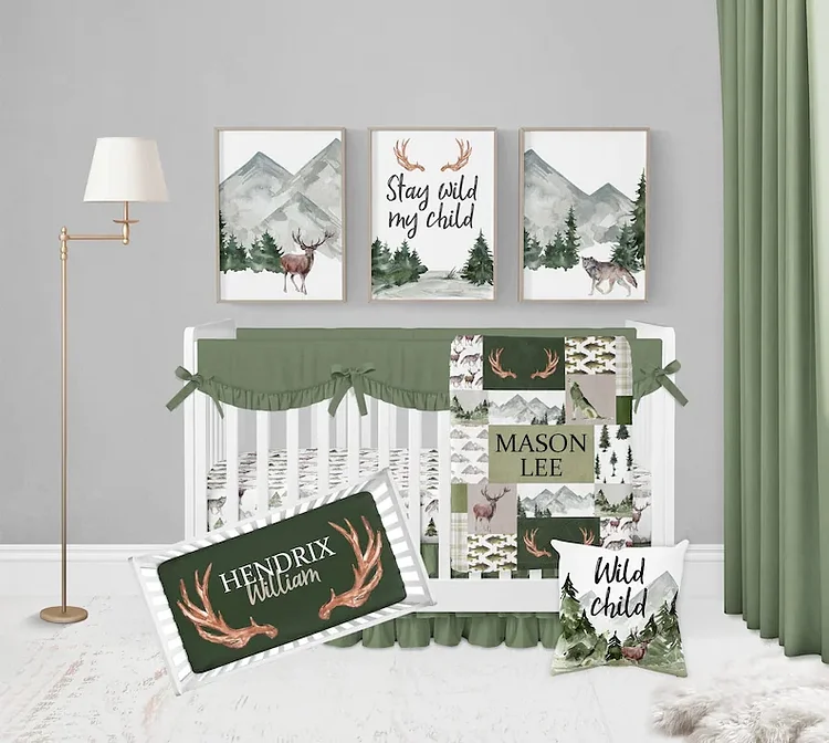 Personalized Woodland Boy Crib Bedding Set|Bed51
