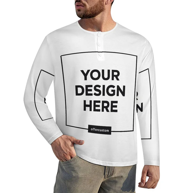 Personalized Design Long Sleeved Henry Shirt Full Print