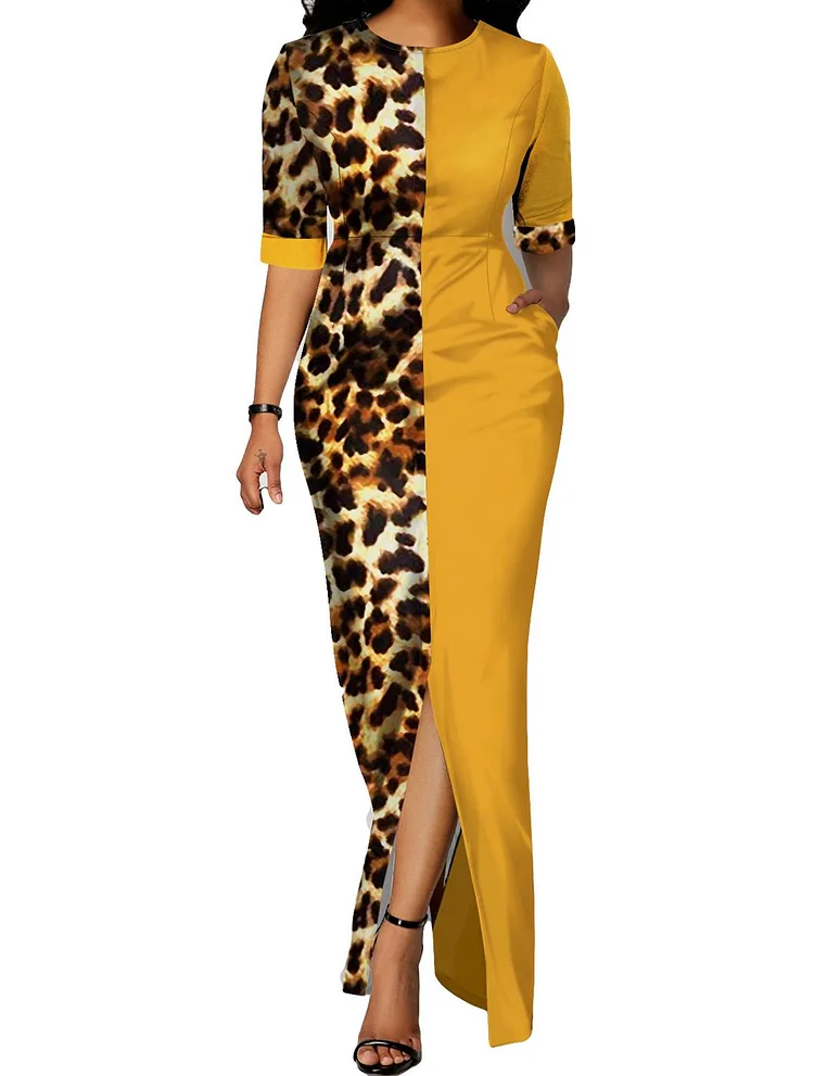 African Design Dashiki Dress Print Leopard Muslim Abaya Bazin Robe Gowns Africa Long Maxi Dresses Riche Lady Traditional Islamic QueenFunky
