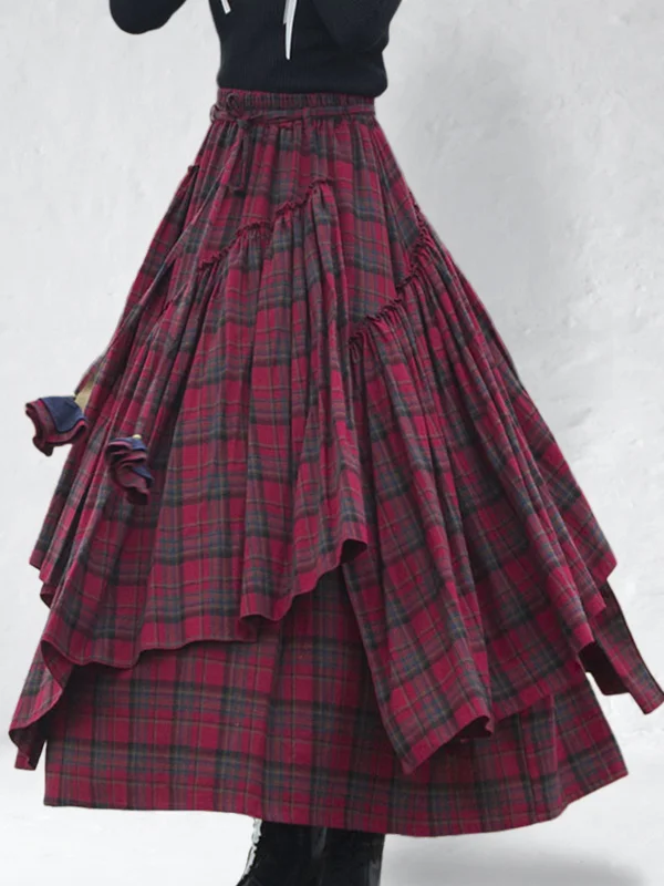 Vintage Brushed Cotton Layered Skirt