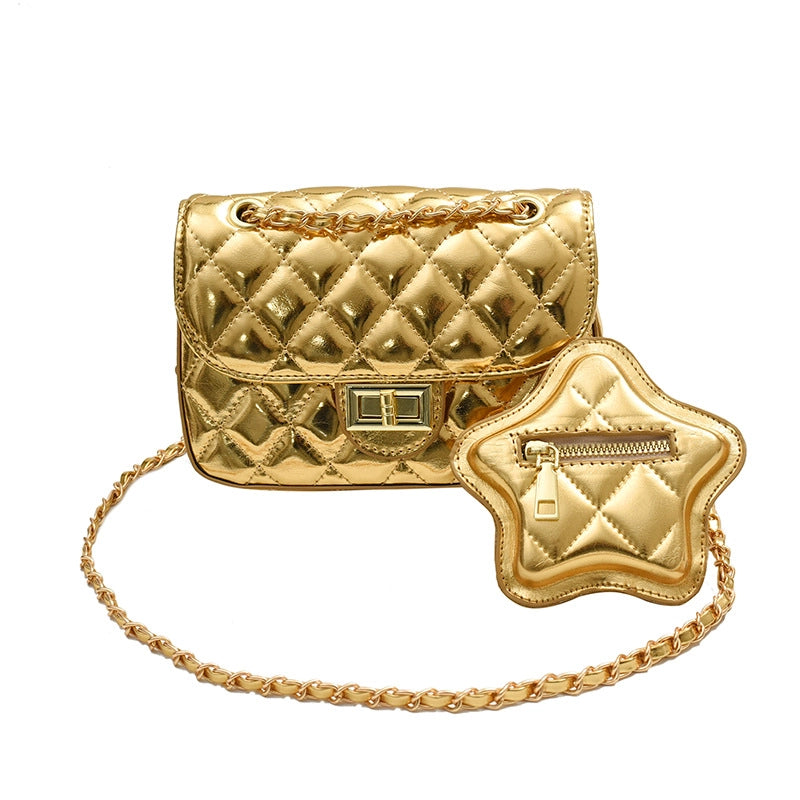 Women’s Small Pu Leather Lingge Streetwear Magnetic Buckle Square Bag