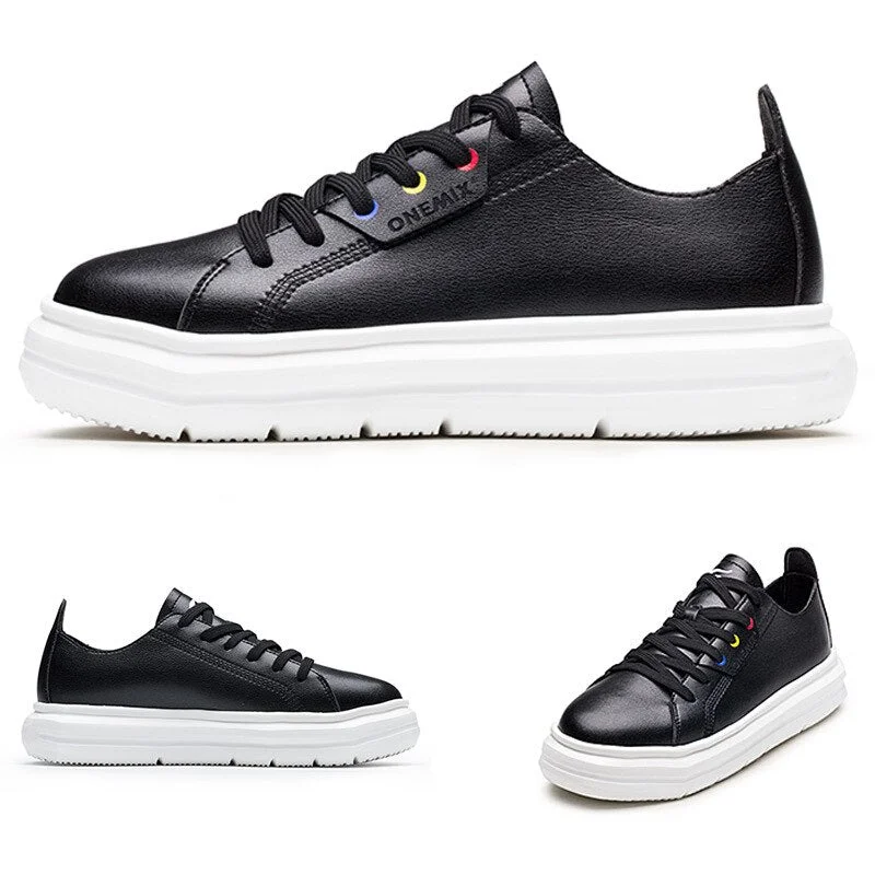 ONEMIX hot sale Casual Men Sneakers Leather Skateboarding Shoe Simple Comfortable Women Walking Flat Platform Shoes Loafers