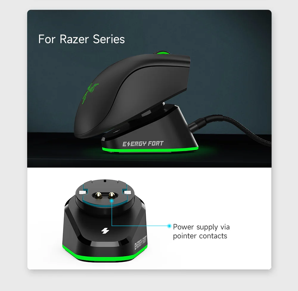 Stazione Di Ricarica Wireless Per Mouse Logitech G Pro X Superlight, G502, Razer DeathAdder V2 Pro E Naga Pro