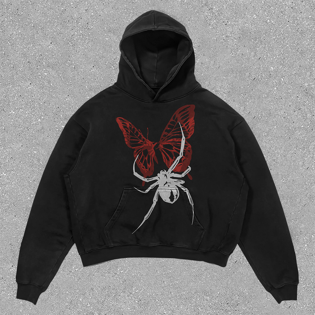 spider print hoodie