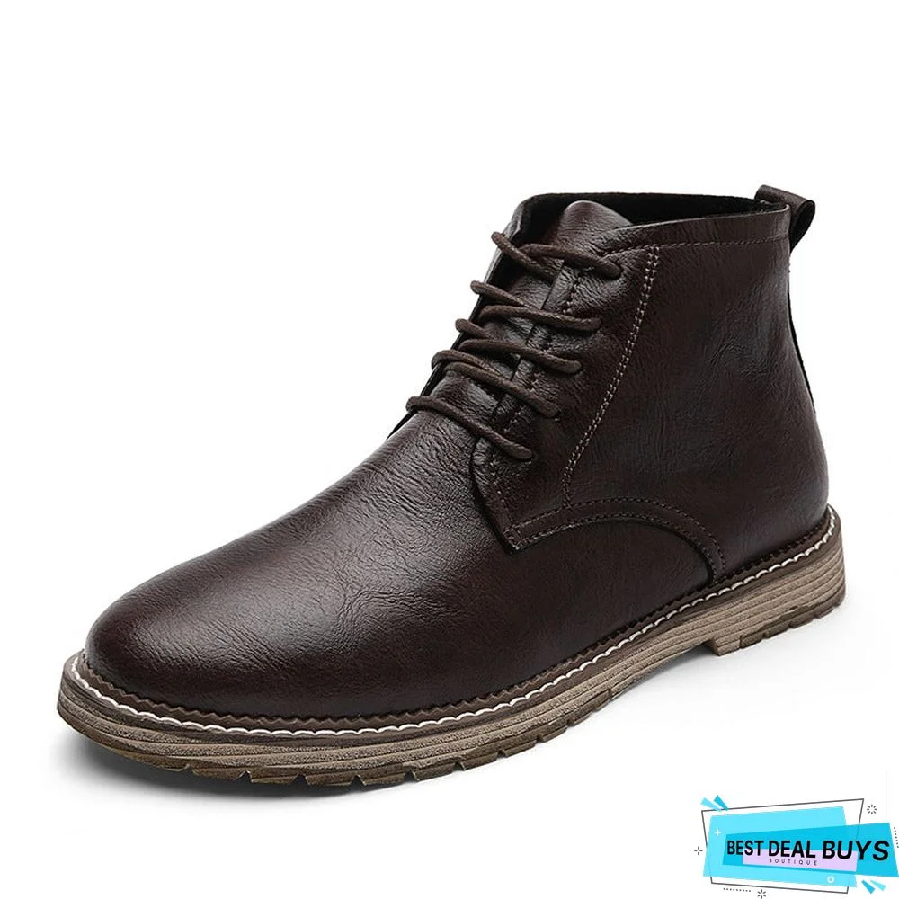 men's autumn outdoor leather lace-up high-top ankle martin boots oxford shoes