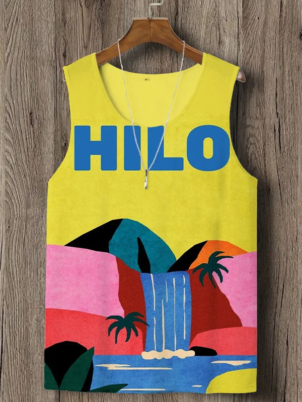 Men's Hilo Art Printed Vacation Tank Top