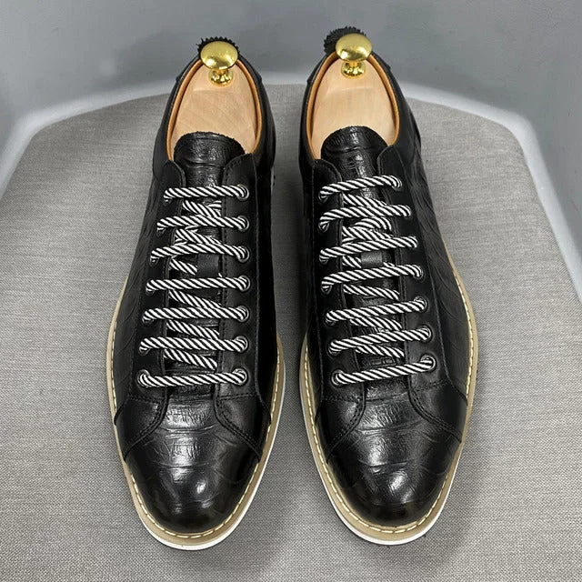 Classic Casual Men Sporty Shoes Genuine Leather Flat Shoes