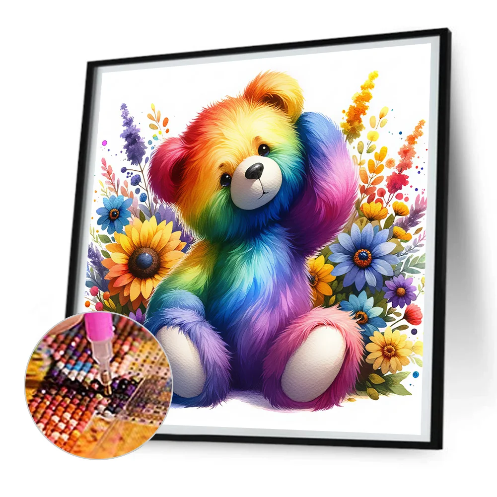 Diamond Painting - Full Round Drill - Rainbow Bear(Canvas|30*30cm)