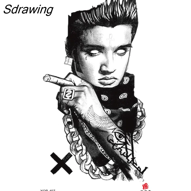 Sdrawing Waterproof Lasting Temporary Tattoo Flower Arm Tattoo Stickers Dark Hot Girl Snake Tiger Lion Fake Tattoo for Women Gifts 328-0