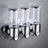 Stainless Steel Pull Rod Three-Head Soap Dispenser Wall-Mounted Manual Press Shower Gel Suitable For Bathroom Toilet Hotel