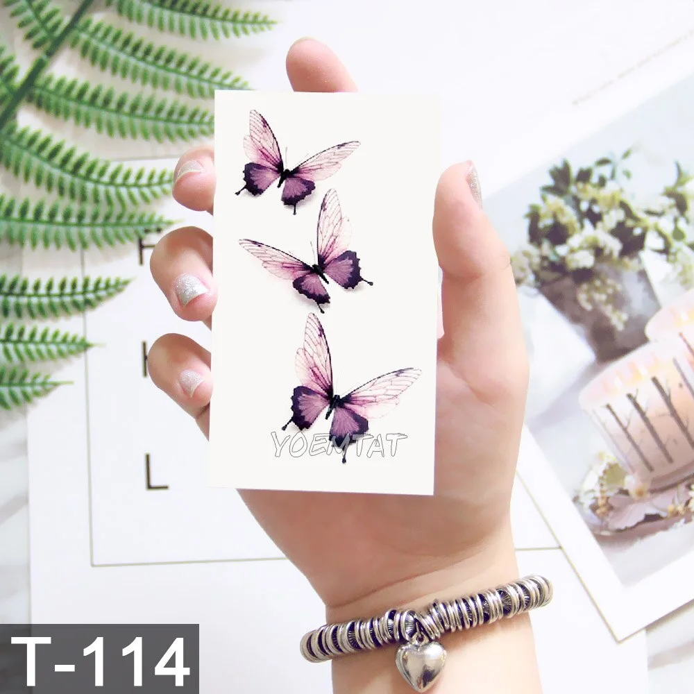 Sdrawing Temporary Tattoo Sticker Lotus Colorful Feather Leaves Butterfly Flash Tatoo Female 3D Body Art Child Fake Tatto Male