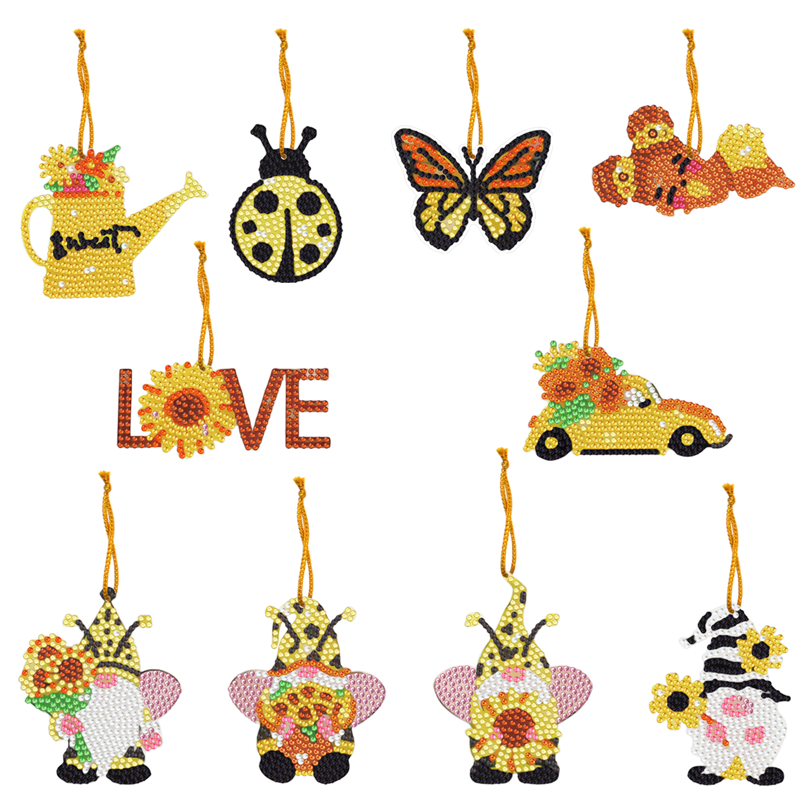 

10pcs Sunflower Gnome Ornament - 5D DIY Craft Pendant, 501 Original