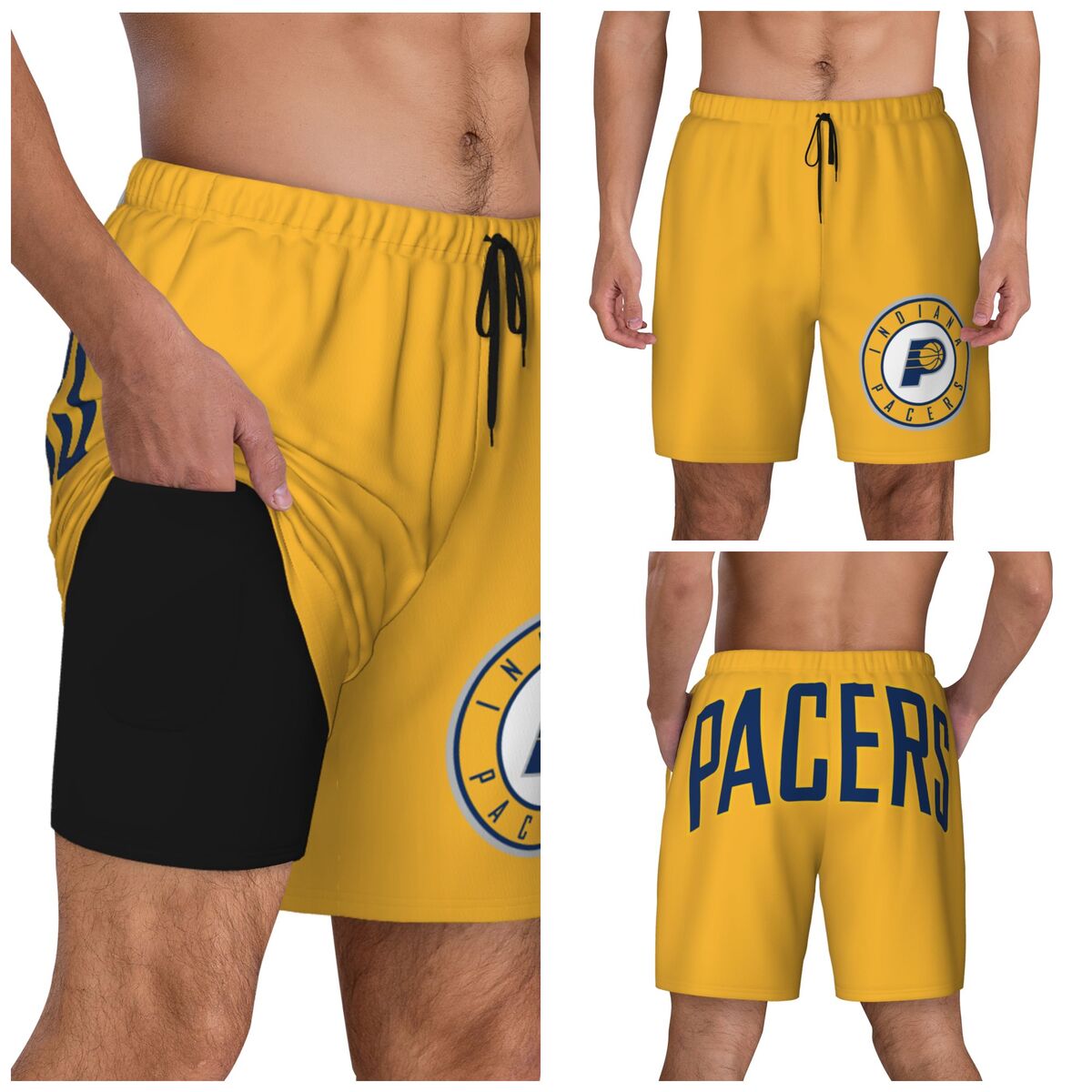 Indiana Pacers Compression Lined Swim Trunks Men's