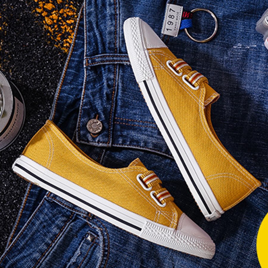 color block flat round toe casual sport sneakers