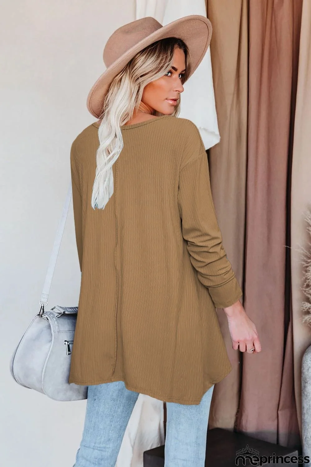 Asymmetric Hemline Long Sleeve Top