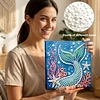 (25x25cm)DIY Mermaid Tail Framed Handmade Pearl Painting Art Craft Kit Living Home Decor
