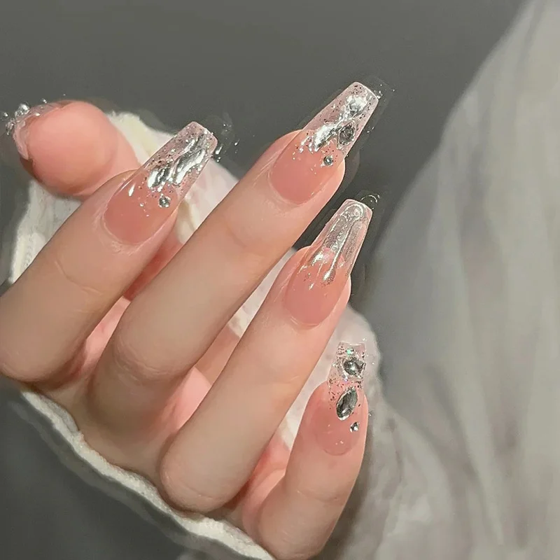 Buyerint 24pcs Wearable Pink Press on Nails – Butterfly Lovely Girl False Nails Tips with Jelly Gel Design  
