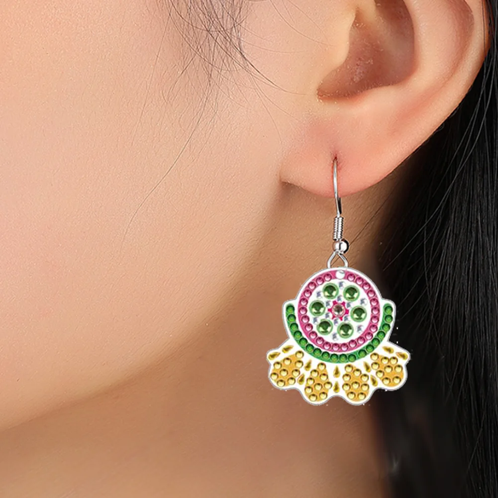 12 Pairs Pattern DIY Diamond Art Earrings Double Sided Diamond Painting Earrings